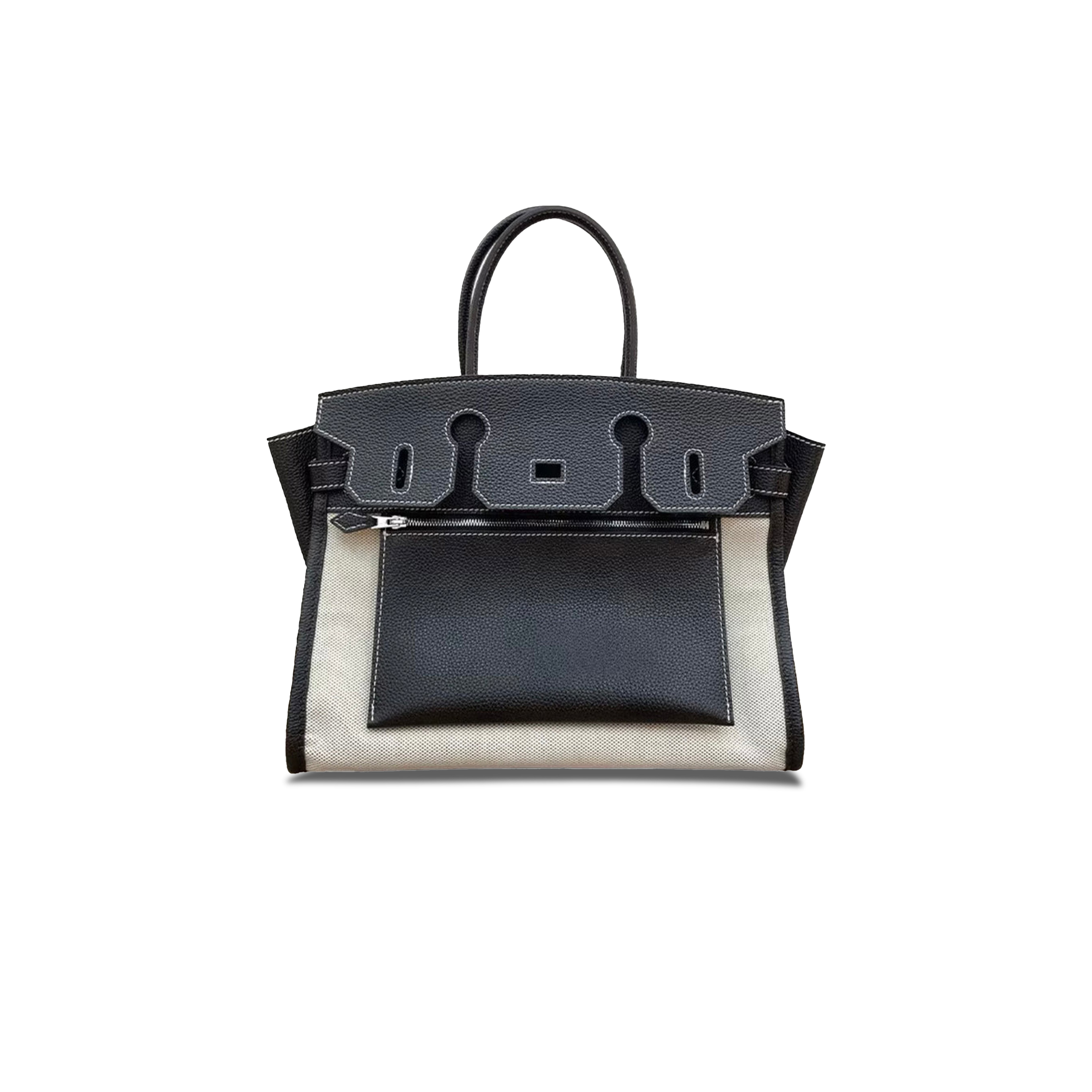 H**mes master birkin contrasting color soft leather canvas saddle bag 1034063395 (30*21*17cm)